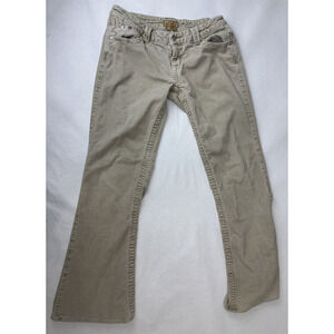 Vintage Y2K Low Rise Corduroy Flare Pants Candie's Grunge Tan Embroidered Size 5